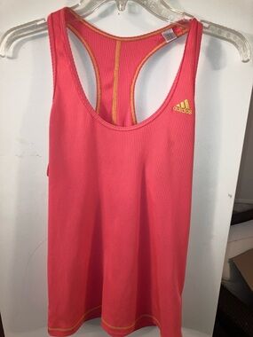Like New…adidas Bright Neon Pink Racerback Tank with Bright Yellow Logo